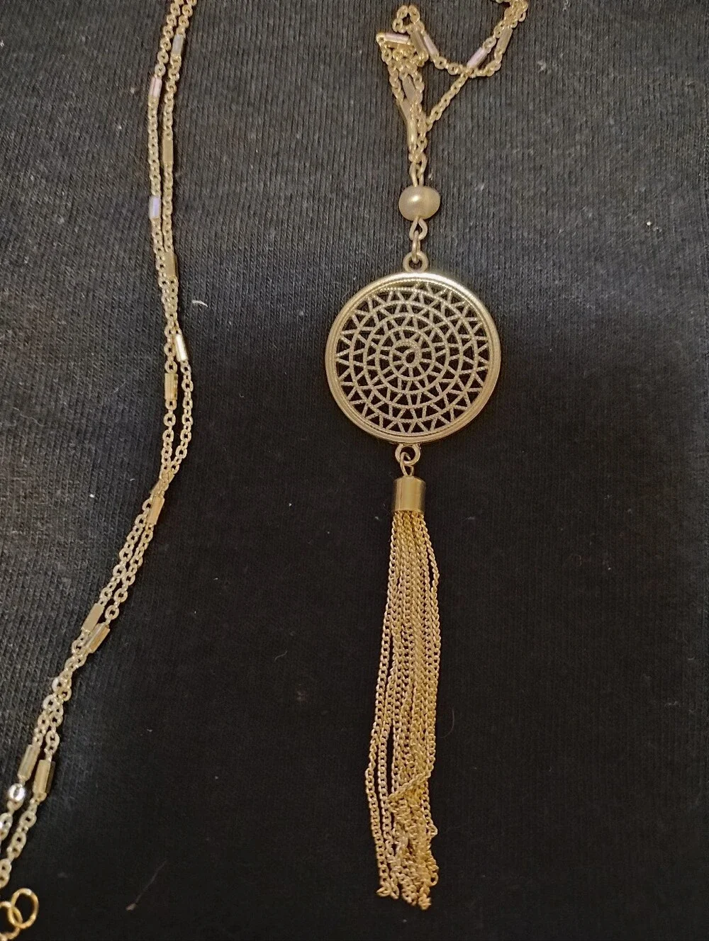 Set Of 4 Silver Tone Round Pendant Necklaces